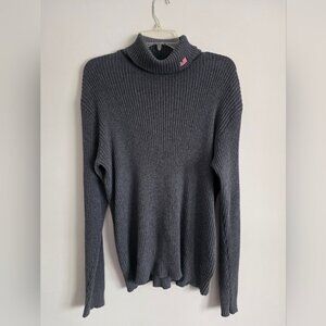POLO RALPH LAUREN | Cotton Turtleneck Sweater Ribbed Logo Flag Gray Sz XL